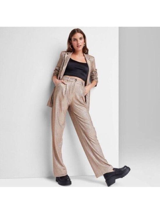 wild fable Pants - NWT Women's Wide Leg Glitter Trouser Pants - Wild Fable Copper Size 8